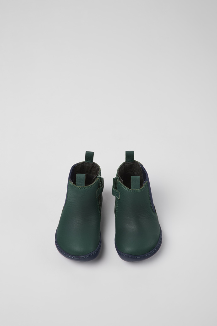 Camper Peu - Botas de piel para niños en verde y azul