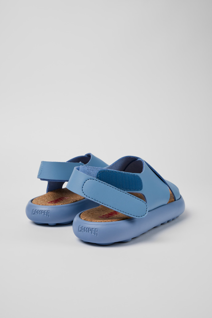 Camper Pelotas Flota - Sandalias de piel azul para mujer con tiras cruzadas.