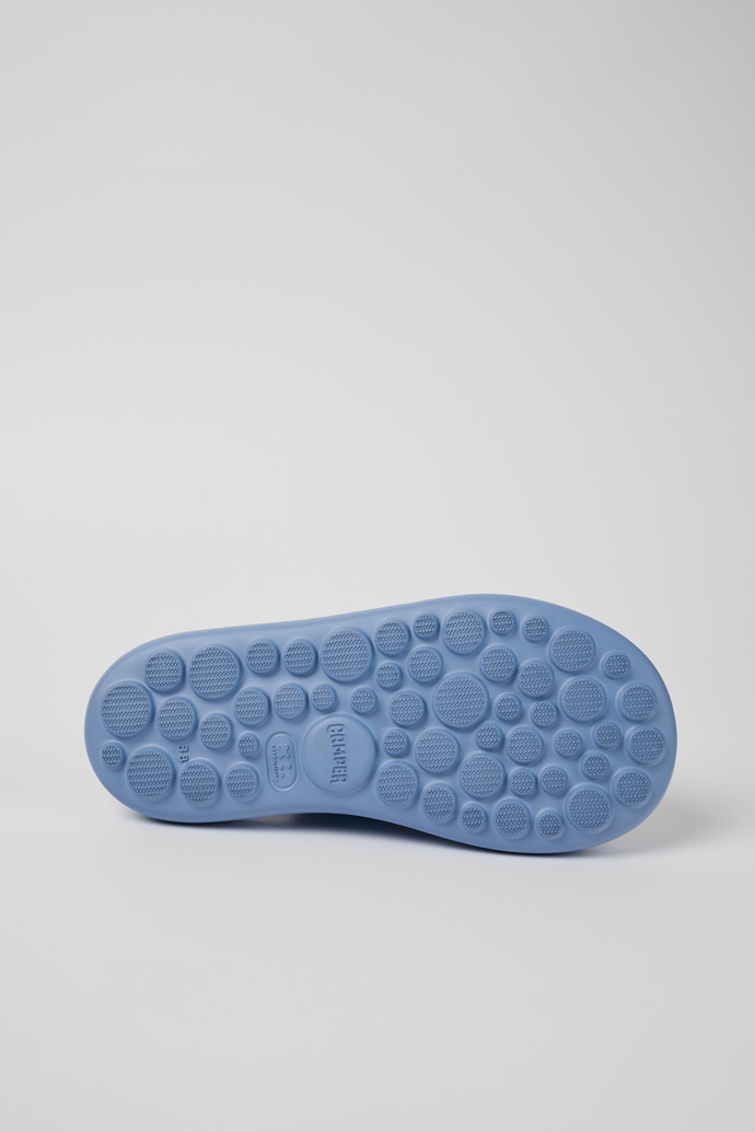Camper Pelotas Flota - Sandalias de piel azul para mujer con tiras cruzadas.
