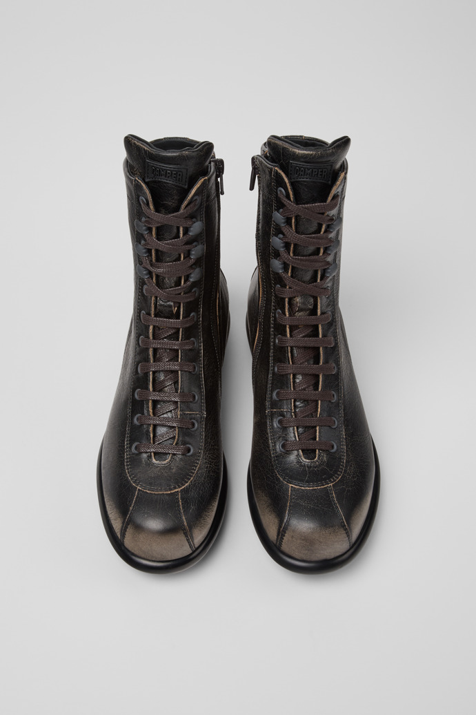 Camper Pelotas - Botines grises de piel vegetal para mujer.