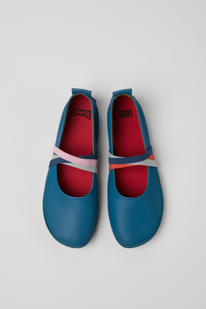 Camper Twins - Bailarinas de piel azul para mujer.