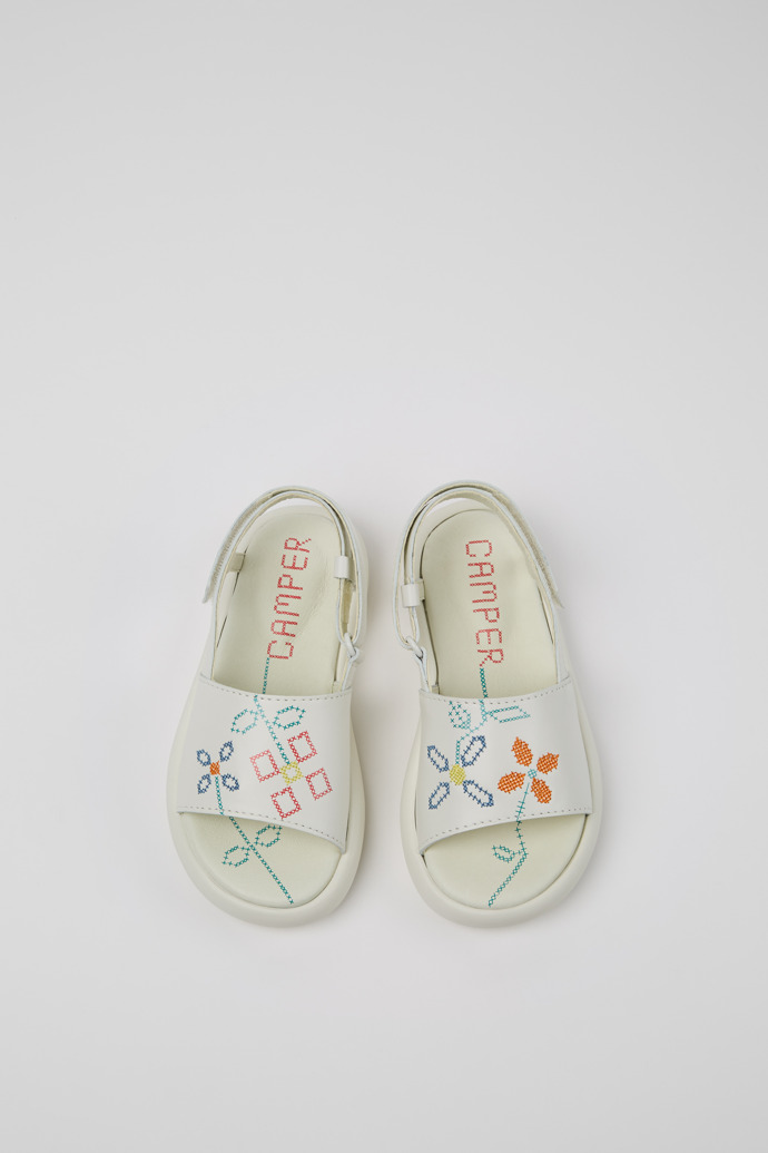 Camper Twins - Sandalias blancas de piel para niños.