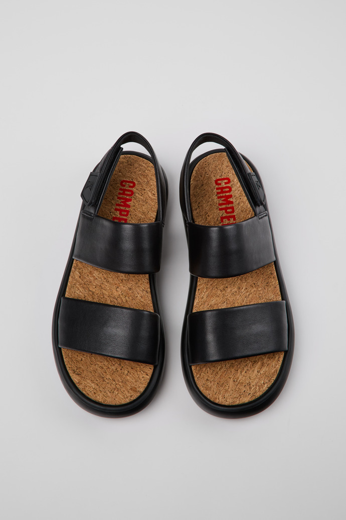 Camper Pelotas Flota - Sandalias negras de piel para hombre.