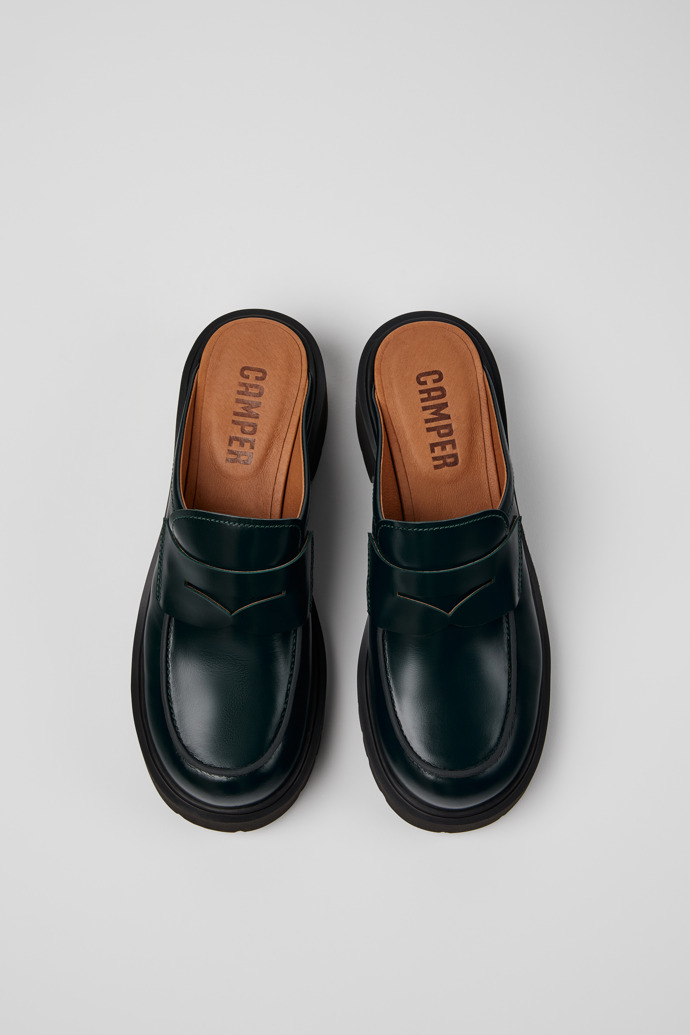 Camper Milah - Zuecos de piel verde para mujer