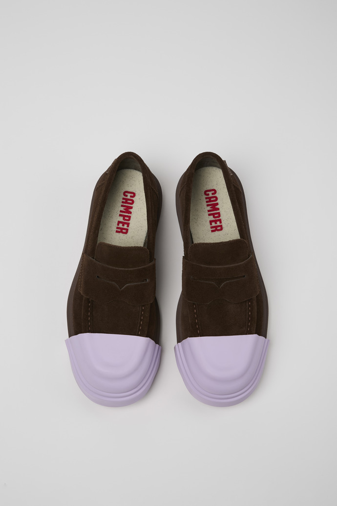 Camper Junction - Mocasín de piel nobuk marrón para mujer