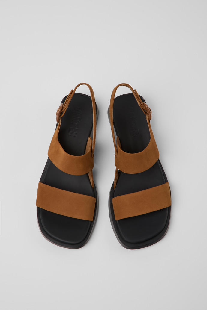 Camper Dana - Sandalias marrones de nobuk para mujer.